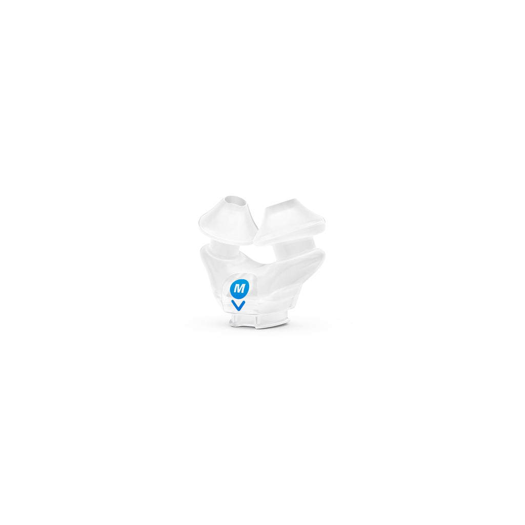 Medium nasal pillow cushion for ResMed AirFit X30i mask, angled slightly to the left.